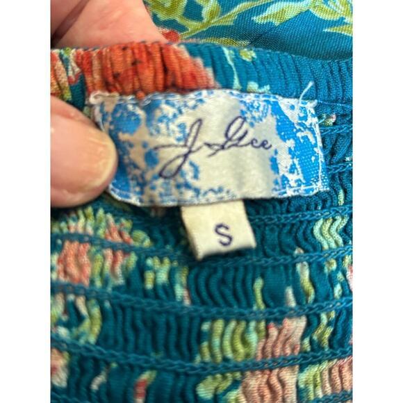 J. Gee blue floral maxi sundress, small, tropical, vacation, flowy, colorful - Picture 6 of 7